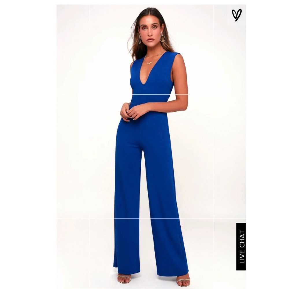 THINKING OUT LOUD ROYAL BLUE BACKLESS JUMPSUIT